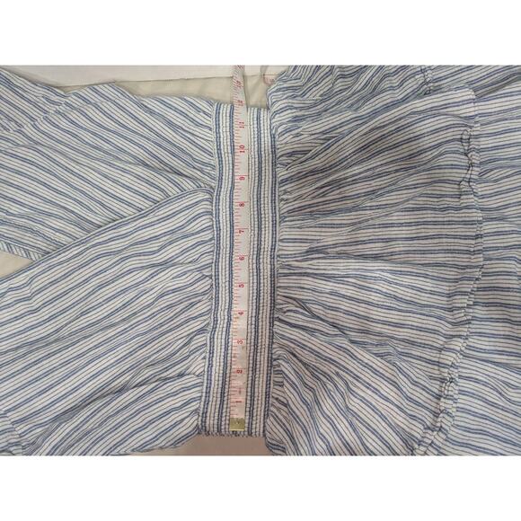 American Eagle Linen Blend Mini Dress Sz‎ Small Smocked Tiered Ruffle White Blue - Picture 12 of 14